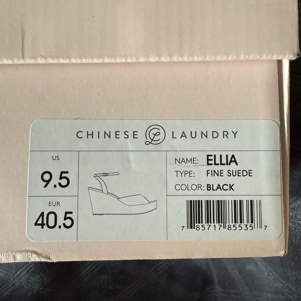 Chinese Laundry Black Suede Wedge Sandals